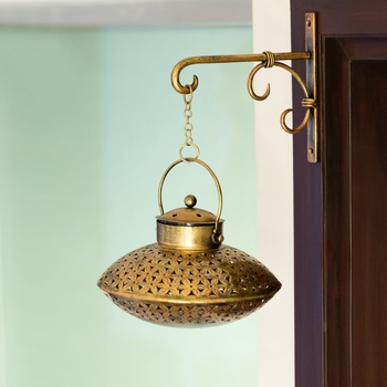 Trinity Craft Iron Decchi Burner & Tea Light Holder With Hook |Table Decor | Wall Decor | Table Home Showpiece 1
