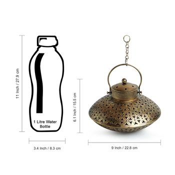 Trinity Craft Iron Decchi Burner & Tea Light Holder With Hook |Table Decor | Wall Decor | Table Home Showpiece 3