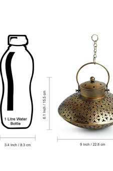 Trinity Craft Iron Decchi Burner & Tea Light Holder With Hook |Table Decor | Wall Decor | Table Home Showpiece