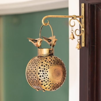 Trinity Craft Iron Antique 2 Bird Handi Hanging T-Light Holder With Hook |Table Decor | Wall Decor | Table showpiece 1