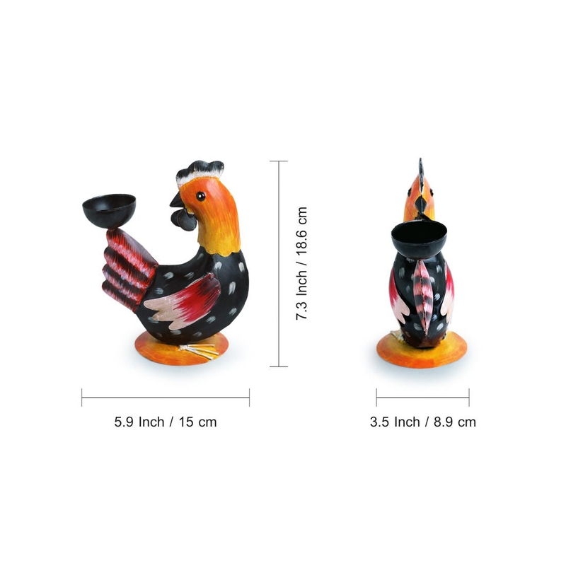 Trinity Craft Iron Homely Hen Tea Light Holder Cum Garden Showpiece | Table Decor | Wall Decor | Table Home Showpiece