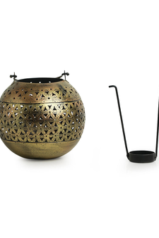 Trinity Craft Iron Antique Big Handi Hanging Tea-Light Holder With Hook | Table Decor | Wall Decor | Table Showpiece