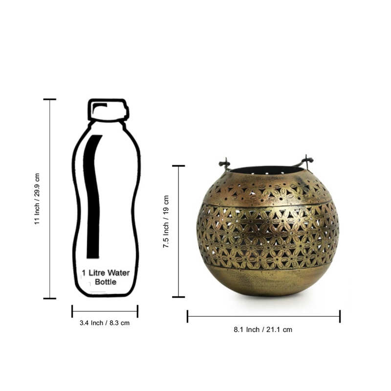 Trinity Craft Iron Antique Big Handi Hanging Tea-Light Holder With Hook | Table Decor | Wall Decor | Table Showpiece