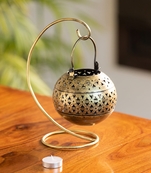 Trinity Craft Iron Antique Big Handi Hanging Tea-Light Holder With Stand | Table Decor | Wall Decor | Table showpiece