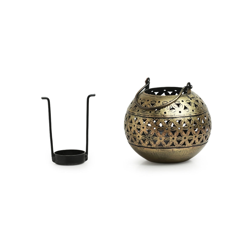 Trinity Craft Iron Antique Big Handi Hanging Tea-Light Holder With Stand | Table Decor | Wall Decor | Table showpiece