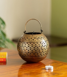 Trinity Craft Iron Antique Small Handi Hanging Tea-Light Holder With Hook | Table Decor | Wall Decor | Table showpiece