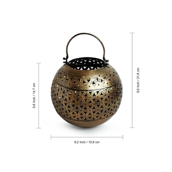 Trinity Craft Iron Antique Small Handi Hanging Tea-Light Holder With Hook | Table Decor | Wall Decor | Table showpiece 3
