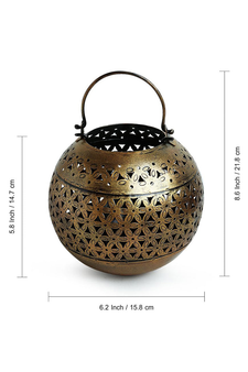 Trinity Craft Iron Antique Small Handi Hanging Tea-Light Holder With Hook | Table Decor | Wall Decor | Table showpiece