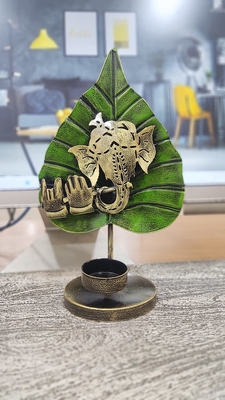 Trinity Craft Iron Multicolor  Handpainted Ganesh T-Light | Table Decor | Wall Decor | Table showpiece | Home Showpiece 1