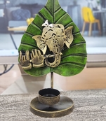 Trinity Craft Iron Multicolor  Handpainted Ganesh T-Light | Table Decor | Wall Decor | Table showpiece | Home Showpiece