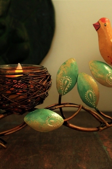 Trinity Craft Iron Handpainted Nest Bird T-Light Holder | Table Decor | Wall Decor | Table showpiece | Home Showpiece