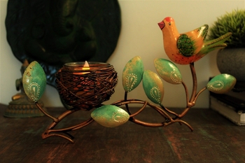 Trinity Craft Iron Handpainted Nest Bird T-Light Holder | Table Decor | Wall Decor | Table showpiece | Home Showpiece 1