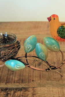Trinity Craft Iron Handpainted Nest Bird T-Light Holder | Table Decor | Wall Decor | Table showpiece | Home Showpiece