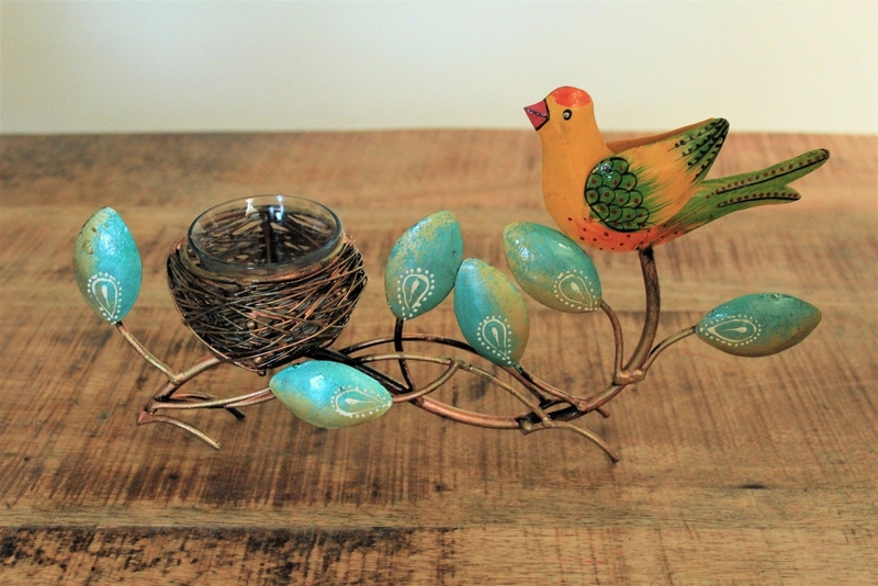 Trinity Craft Iron Handpainted Nest Bird T-Light Holder | Table Decor | Wall Decor | Table showpiece | Home Showpiece