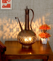Trinity Craft Iron Small Copper Polished Surai Diya Candle Lantern T-Light Holder | Table Decor | Table Showpiece