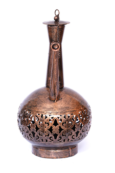 Trinity Craft Iron Small Copper Polished Surai Diya Candle Lantern T-Light Holder | Table Decor | Table Showpiece