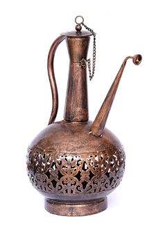 Trinity Craft Iron Small Copper Polished Surai Diya Candle Lantern T-Light Holder | Table Decor | Table Showpiece