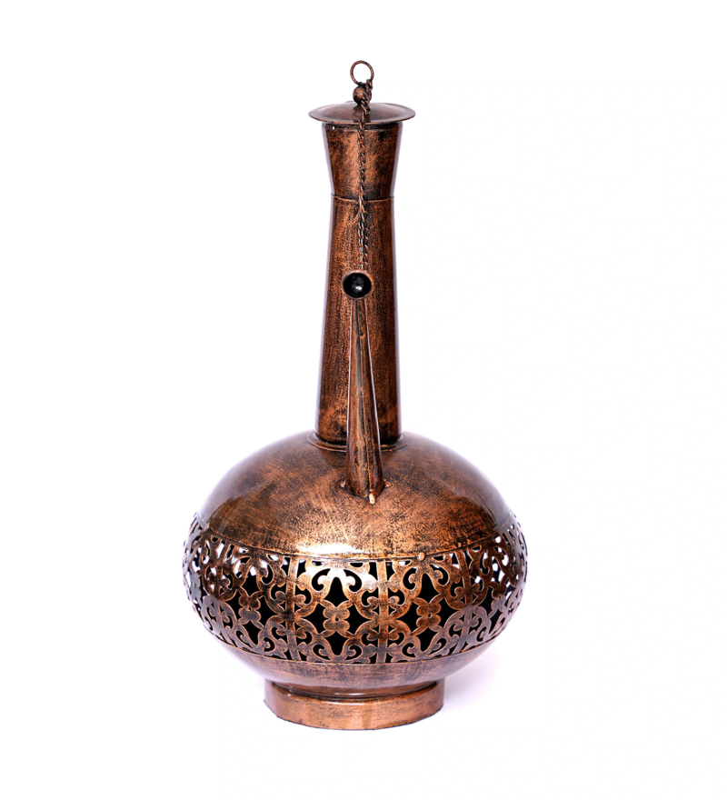 Trinity Craft Iron Big Copper Polished Surai Diya Candle Lantern T-Light Holder | Table Decor | Table Showpiece