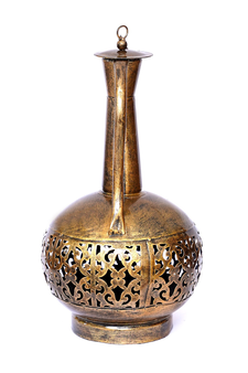 Trinity Craft Iron Small Golden Polished Surai Diya Candle Lantern T-Light Holder | Table Decor | Table Showpiece