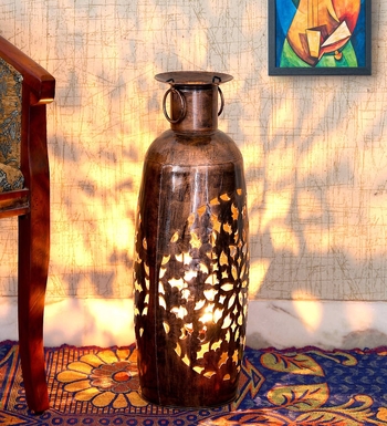 Trinity Craft Iron Copper Polished  Barmeri Bristol Bharni Diya Candle Lantern T-Light Holder | Table Decor 1