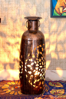 Trinity Craft Iron Copper Polished  Barmeri Bristol Bharni Diya Candle Lantern T-Light Holder | Table Decor