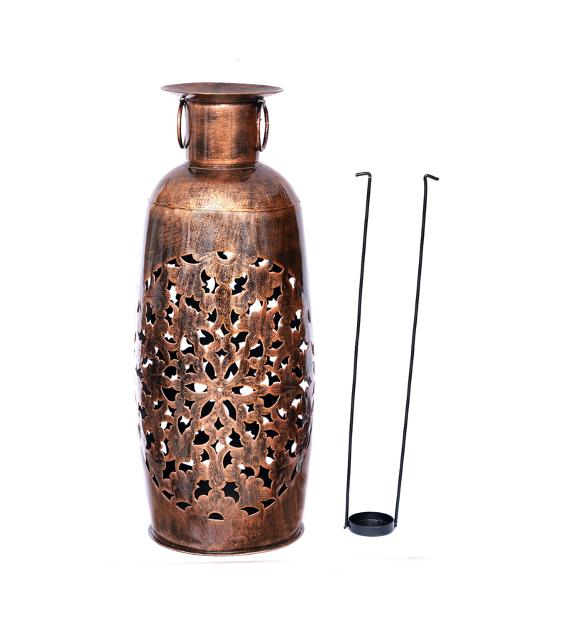 Trinity Craft Iron Copper Polished  Barmeri Bristol Bharni Diya Candle Lantern T-Light Holder | Table Decor