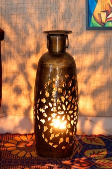 Trinity Craft Iron Golden Polished  Barmeri Bristol Bharni Diya Candle Lantern T-Light Holder | Table Decor