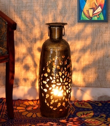 Trinity Craft Iron Golden Polished  Barmeri Bristol Bharni Diya Candle Lantern T-Light Holder | Table Decor