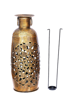 Trinity Craft Iron Golden Polished  Barmeri Bristol Bharni Diya Candle Lantern T-Light Holder | Table Decor