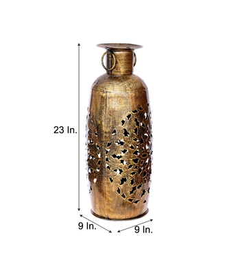Trinity Craft Iron Golden Polished  Barmeri Bristol Bharni Diya Candle Lantern T-Light Holder | Table Decor 3