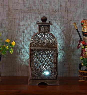 Trinity Craft Iron Mini Jaisalmeri Jazmin Mehrab Diya Candle Lantern T-Light Holder | Table Decor | Table Showpiece 1