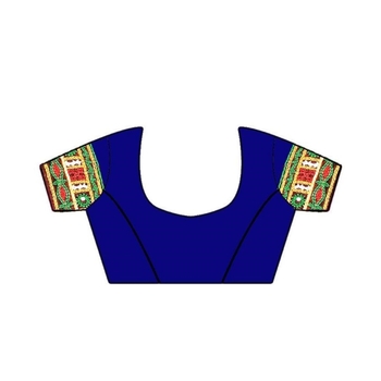 Blue embroidered georgette saree with blouse 5