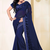 Dark royal blue plain georgette saree with blouse