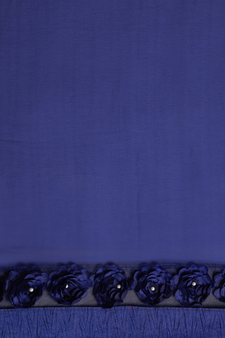 Dark royal blue plain georgette saree with blouse