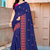 Dark royal blue embroidered georgette saree with blouse