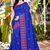 Blue embroidered georgette saree with blouse
