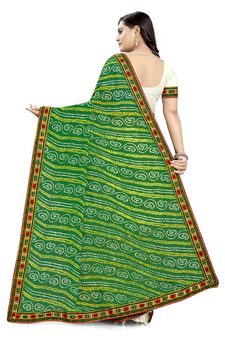 Green embroidered georgette saree with blouse