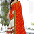 Orange embroidered georgette saree with blouse