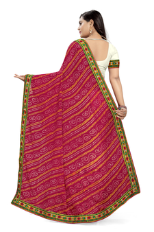 Pink embroidered georgette saree with blouse