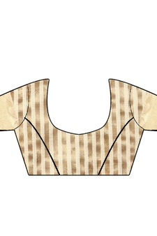 Cream printed art silk saree with blouse
