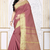 Peach printed art silk saree with blouse