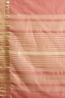 Peach printed art silk saree with blouse