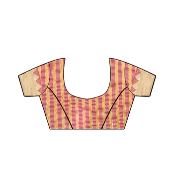 Peach printed art silk saree with blouse 5