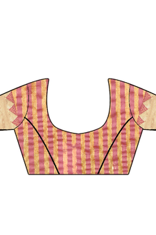 Peach printed art silk saree with blouse
