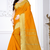 Yellow printed art silk saree with blouse