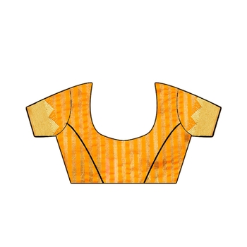 Yellow printed art silk saree with blouse 5