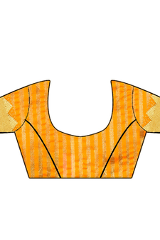 Yellow printed art silk saree with blouse