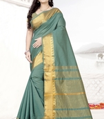 Sea green printed art silk saree with blouse