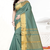 Sea green printed art silk saree with blouse