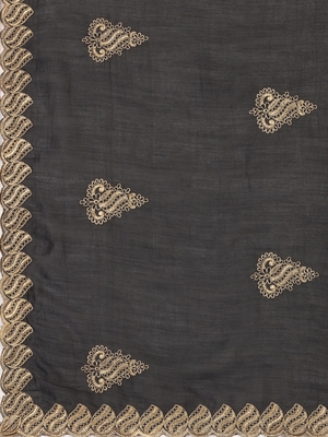 Black embroidered georgette saree with blouse 4